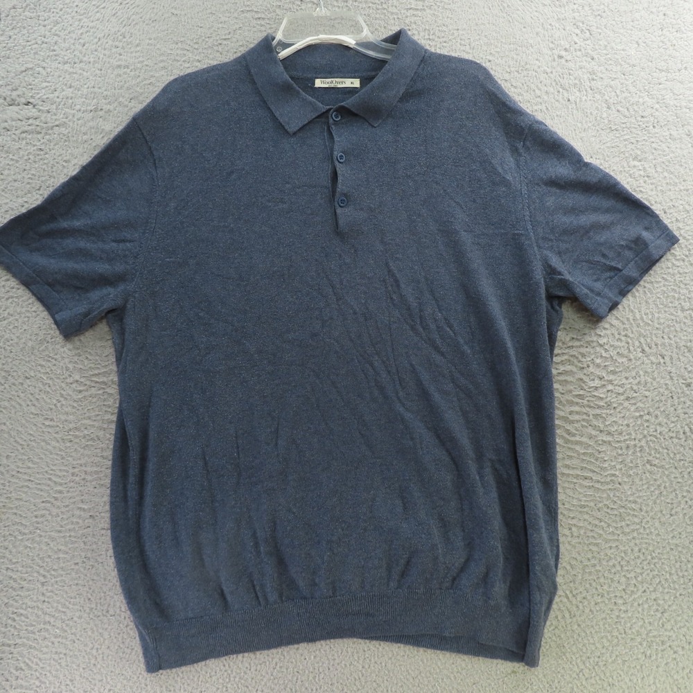 Woolovers Polo Shirt Mens 2XL Blue Short Sleeve Cotton Silk Golf